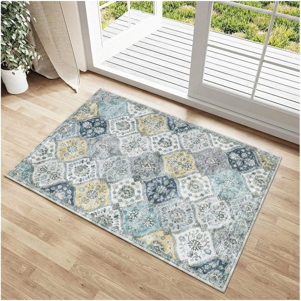 GarveeMore Teppich MosaikBlüte, rechteckig, Höhe: 5 mm, Mix aus Orient-, Boho- und modernem Wohnstil im Light-Luxury-Look