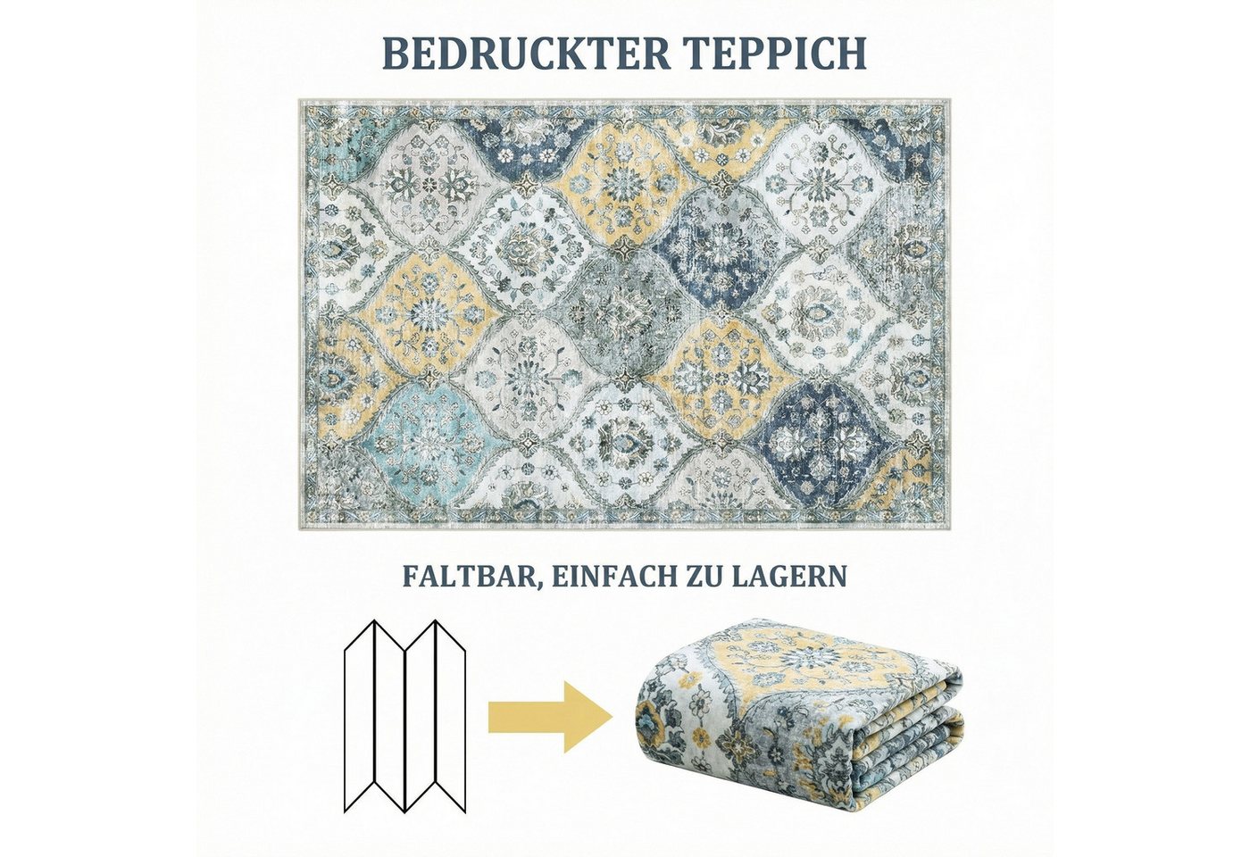 GarveeMore Teppich MosaikBlüte, rechteckig, Höhe: 5 mm, Mix aus Orient-, Boho- und modernem Wohnstil im Light-Luxury-Look – Bild 4 von 5