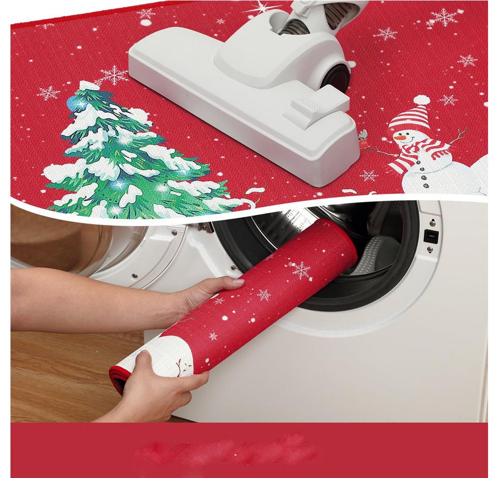 GarveeMore Teppich Weihnachts Türmatten waschbar rutschfester Weihnachtsteppich – Bild 4 von 5