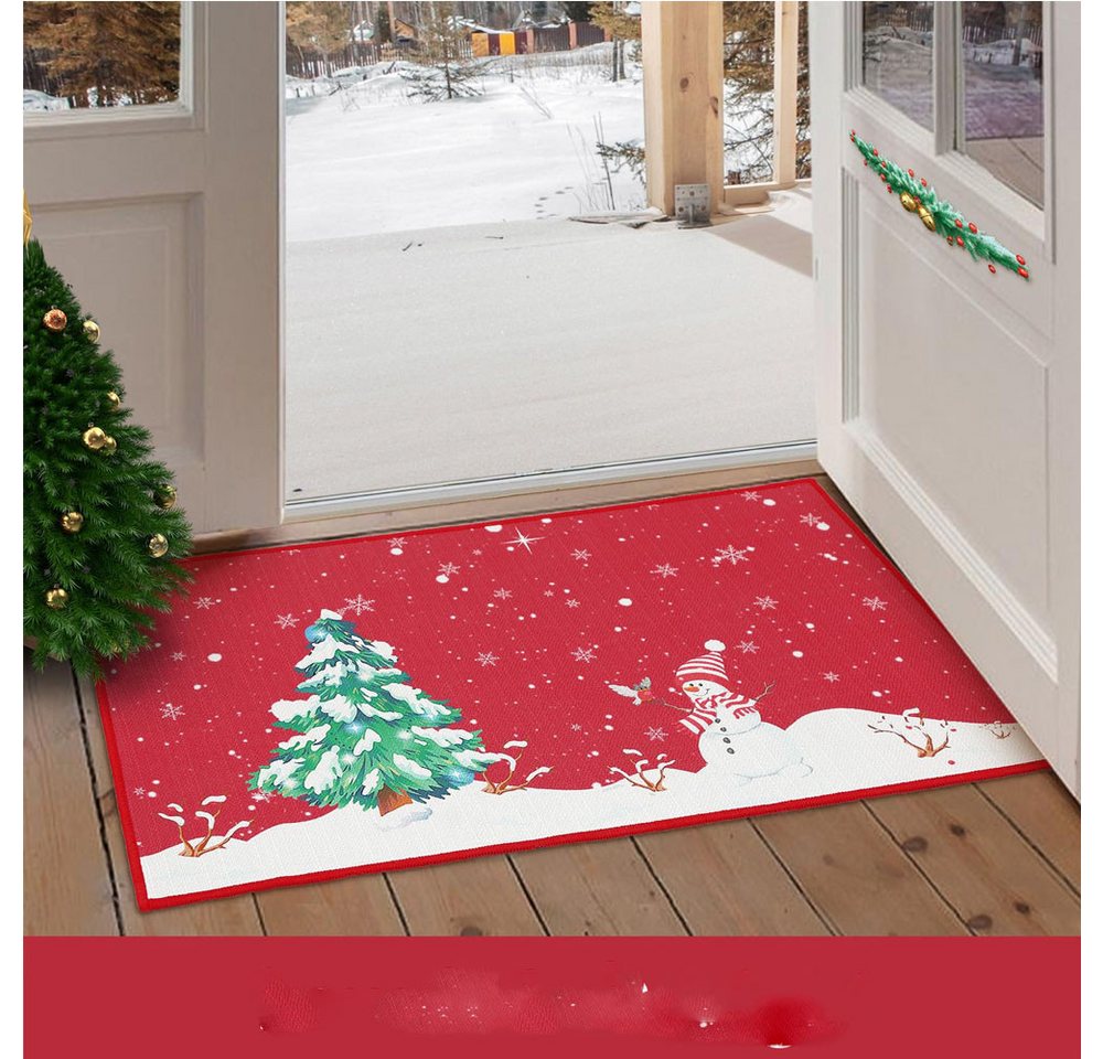 GarveeMore Teppich Weihnachts Türmatten waschbar rutschfester Weihnachtsteppich – Bild 5 von 5