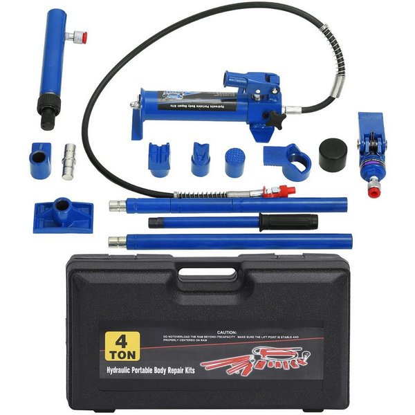 GarveeMore Wagenheber Hydraulischer Karosserie-Richtsatz (Porta Power) aus Stahl, getrennte Hydraulikpumpe & Zylinder, mit Kunststoff-Transportkoffer