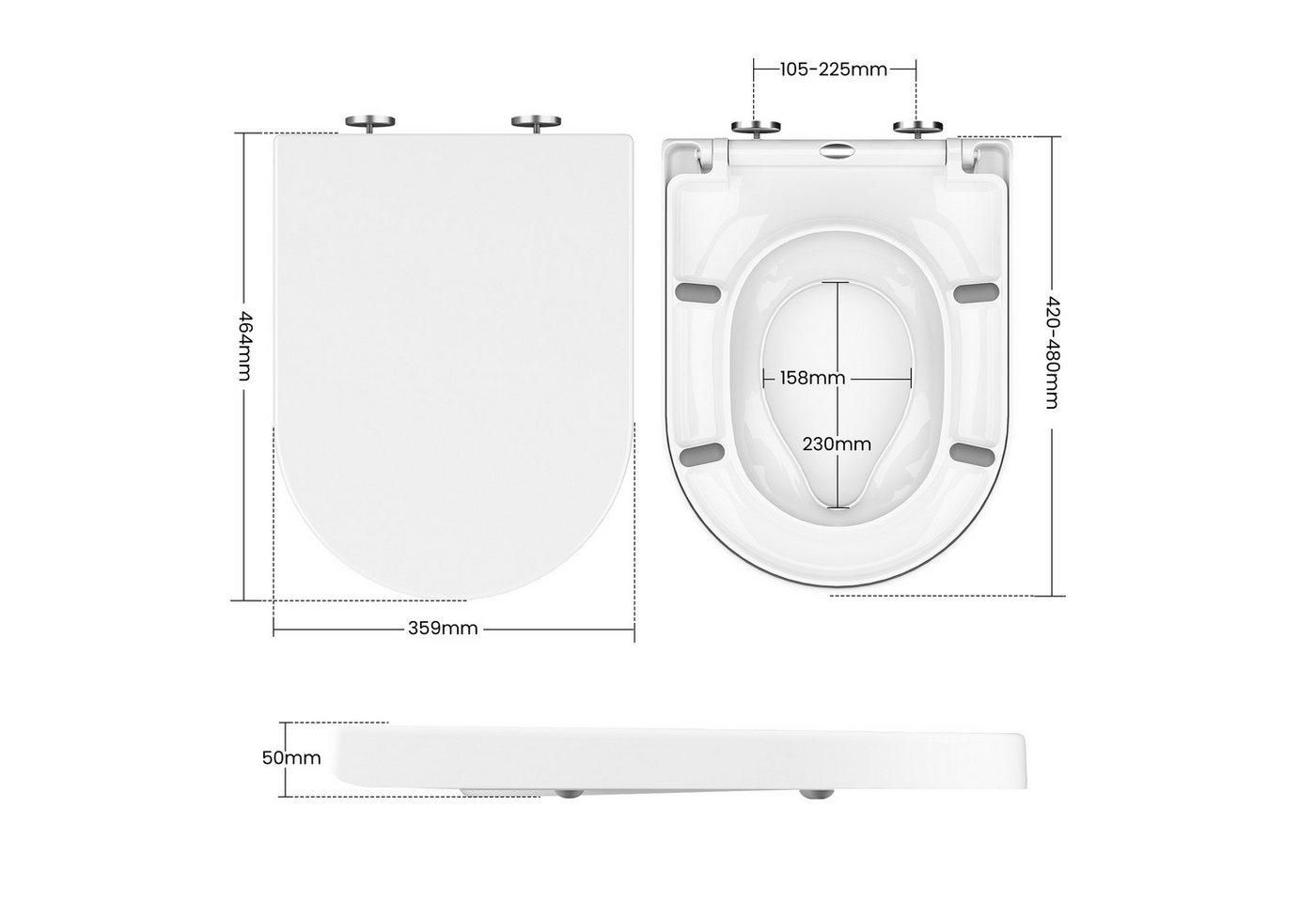 GarveeMore WC-Sitz Toilettendeckel mit Kindersitz,2-in-1,Soft-Close,Klobrille in D-Form – Bild 3 von 5