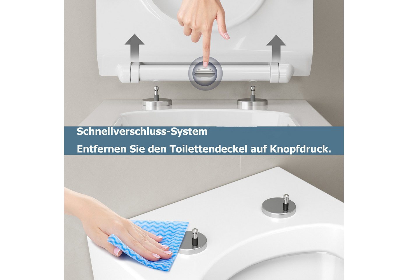 GarveeMore WC-Sitz Toilettendeckel mit Kindersitz,2-in-1,Soft-Close,Klobrille in D-Form – Bild 5 von 5