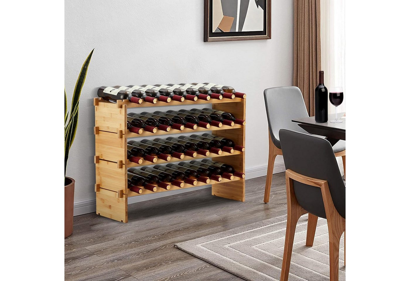 GarveeMore Weinregal Bambus,Stapelbar Flaschenregal Ohne Schrauben,AA-Qualität, Stapelbar & Platzsparend Für Keller Bar Küche Esszimmer – Bild 3 von 5