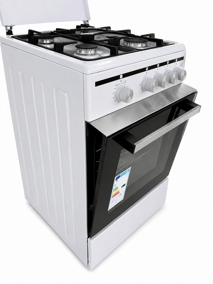Gasmann Gas-Standherd Gasmann Gas-Standherd,50x60cm,4 Flammen,Gasbackofen,Gasgrill,Drehspieß, mit 1-fach-Teleskopauszug – Bild 2 von 5