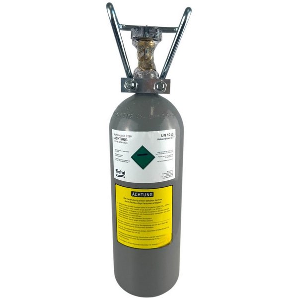 BieTal Gaskartusche CO2 Kohlensäureflasche Flasche Stahl BieTal® Getränke gefüllt 2kg E290, Zubehör für Zapfanlagen, 2 KG Kohlensäure für Lebensmittel nach E290