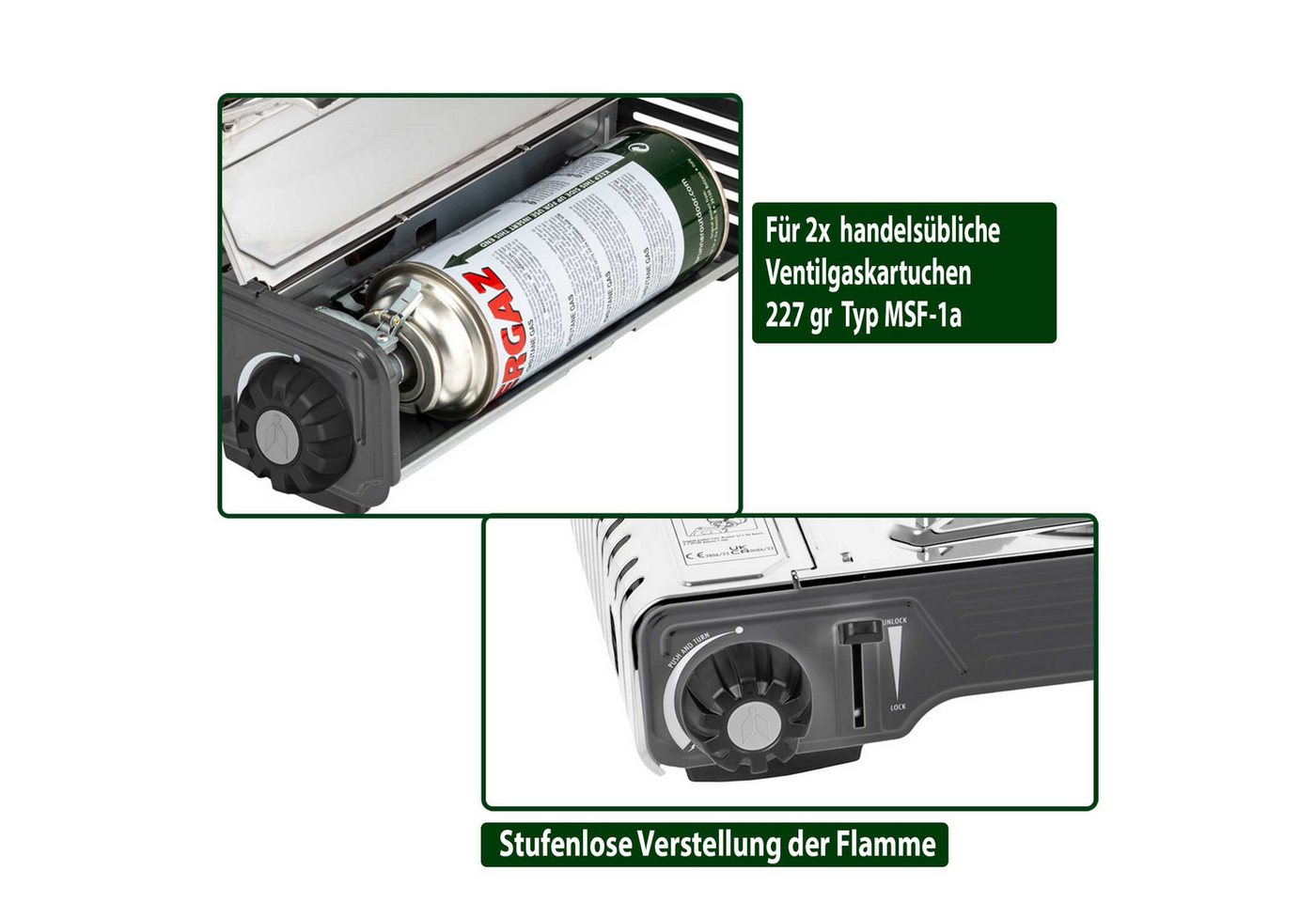 BRUNNER Gaskocher BRUNNER Camping Gaskocher 2 flammig DEVIL DOUBLE SD mit Zündsicherung – Bild 4 von 4