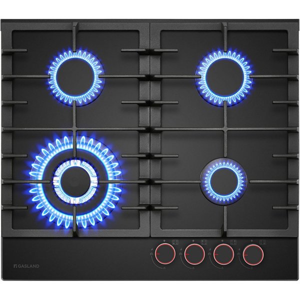 GASLAND Gas-Kochfeld PRO GH2604BG1FC, 4-flammiges Glas-Gaskochfeld 60 cm, 8000 W, LPG/Erdgas, Butan