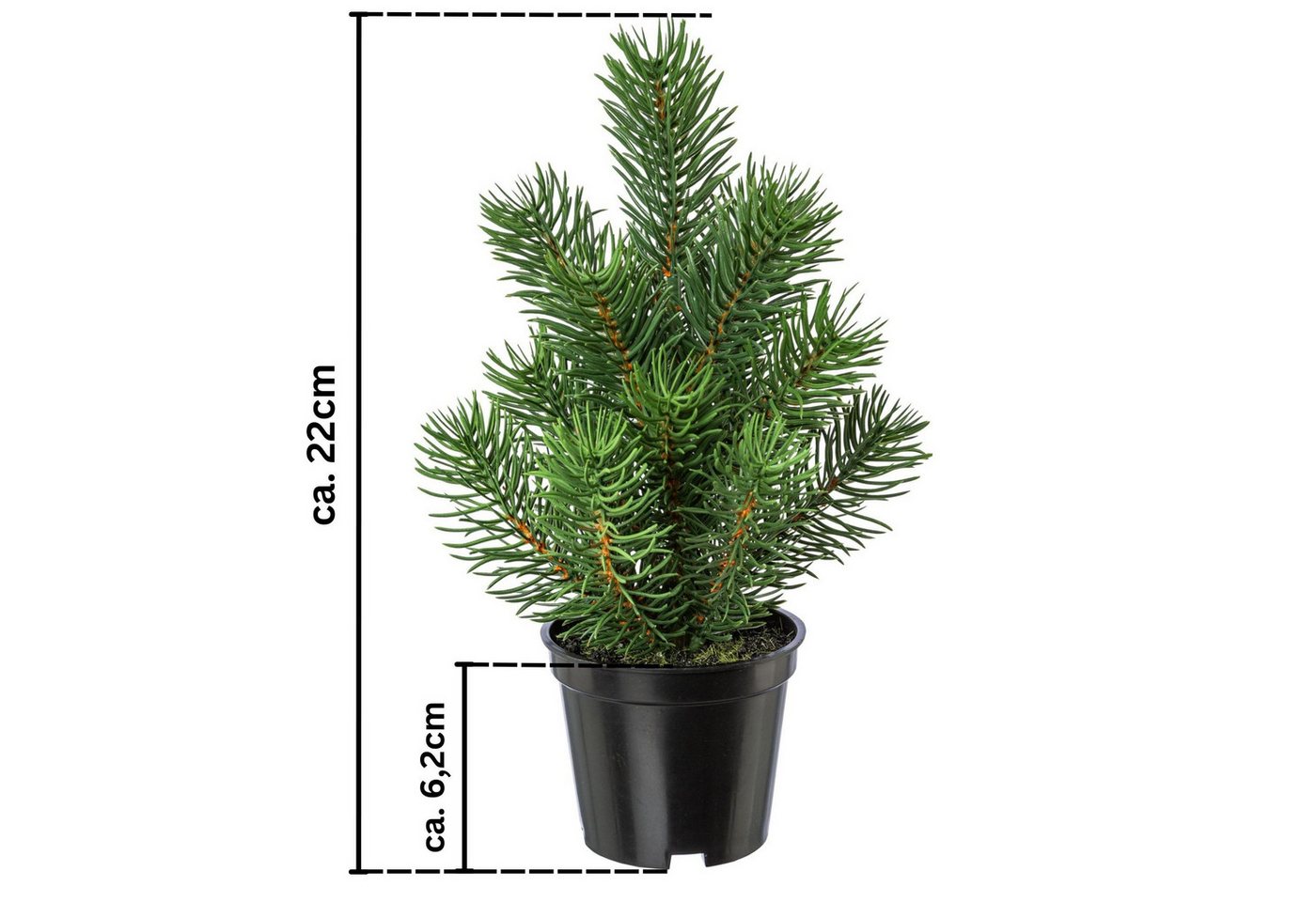 Kunstbaum Künstliches Tannenbäumchen im Topf, Tischdeko, Winterdeko, 22cm, Gasper, Höhe 22.00 cm – Bild 2 von 2
