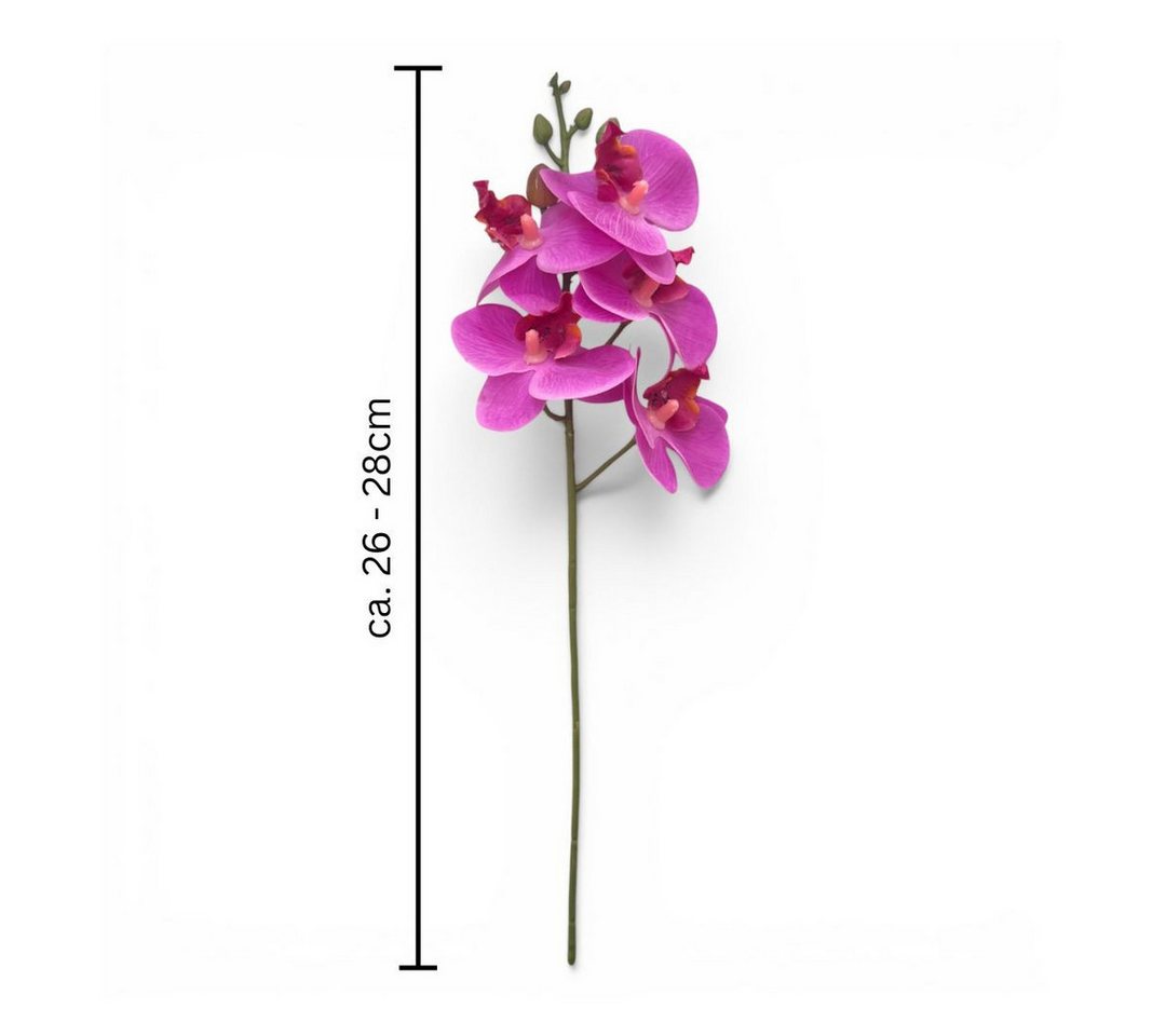 Kunstorchidee Kunstblume Phalaenopsis, Orchideenzweig 27cm Real Touch, Gasper – Bild 2 von 2