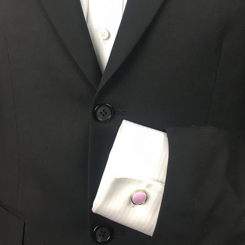 GASSANI Fliege Hochzeitsfliege, Herren-Schleife Kavalierstuch, Hochzeit Bräutigam (Set, 3-St., Manschettenknöpfe, mit Einstecktuch, Fliegenset) Uni, Seide-Touch – Bild 5 von 5
