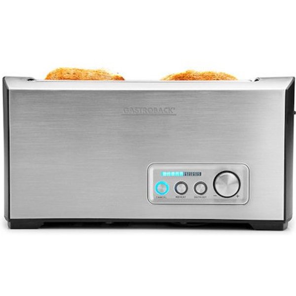 Gastroback Toaster, 4 kurze Schlitze, für 4 Scheiben, 1900 W, Mit extrabreiten Toastschächten auch für Hamburger-Brötchen und Bagel.