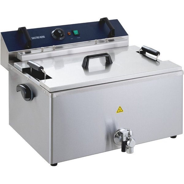 GastroHero Fritteuse Elektro Fritteuse 20,4 Liter 5 kW Edelstahl mit Ablasshahn, 5000 W