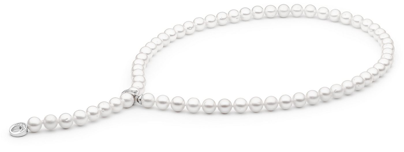 Gaura Pearls Perlenkette weiß, rund, 8 mm, Zirkonia, 45 cm, 925er Sterlingsilber, rhodiniert – Bild 2 von 5