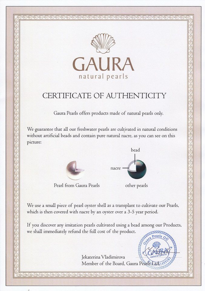 Gaura Pearls Perlenkette weiß, oval, 6 mm, 45 cm, 925er Sterlingsilber, rhodiniert – Bild 5 von 5