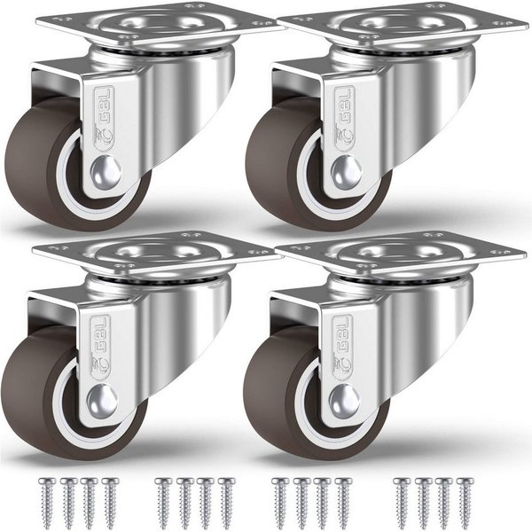 GBL Caster Wheels Möbelrolle GBL Möbelrollen 25 mm, 4 Rollen mit Bremse, 40 kg, Schrauben, (4-St)