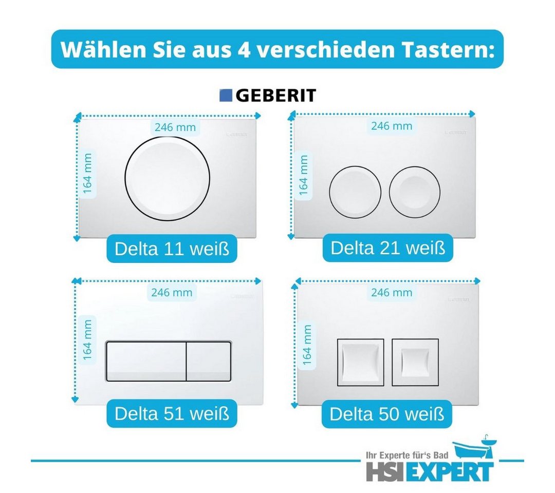 GEBERIT Vorwandelement WC Vorwandelement Drückerplatte weiß Einwurfschacht Delta 51, Spar-Set – Bild 5 von 5