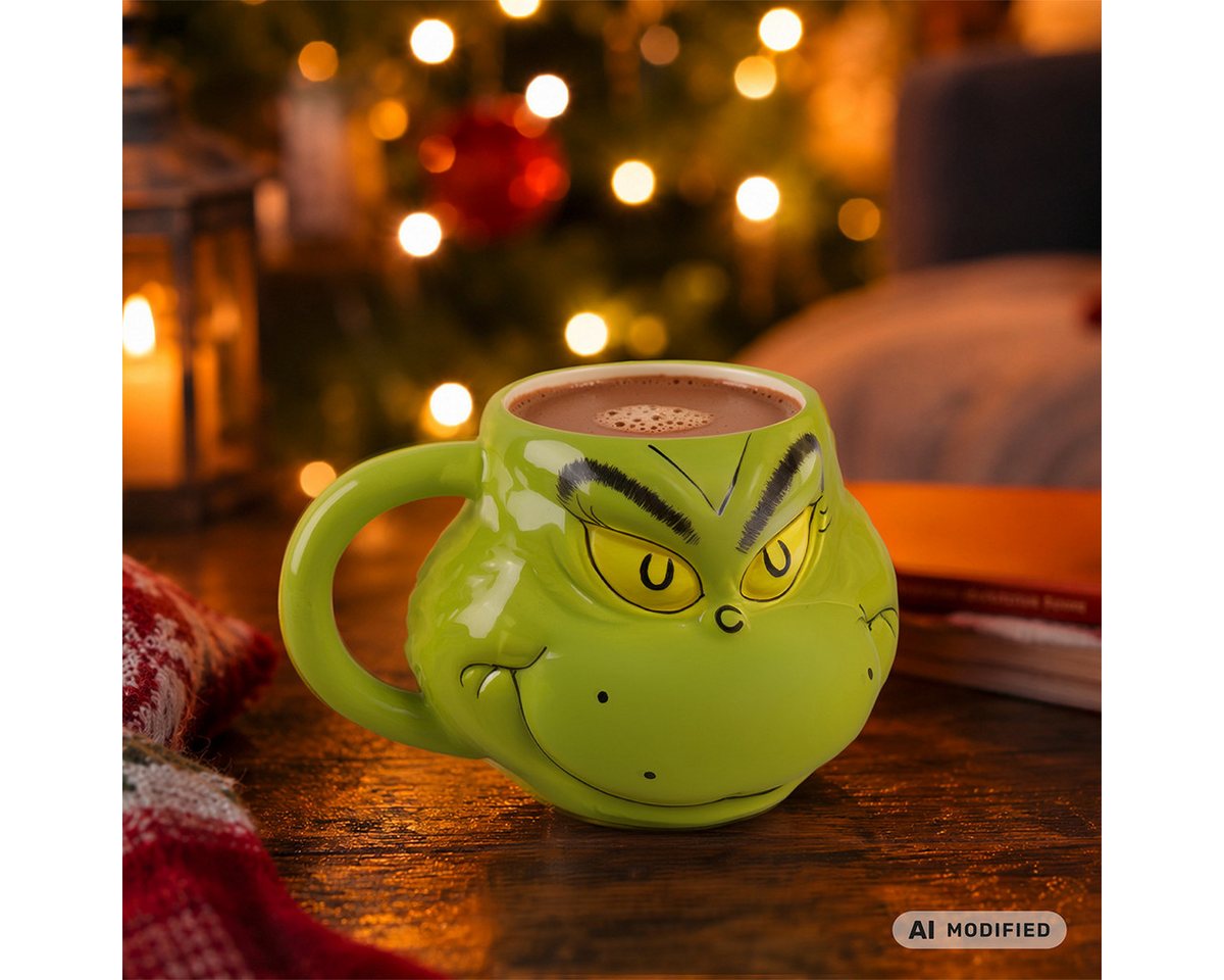 Geda Labels GmbH Tasse Grinch 3D, 1-tlg., Keramik, Grün, 500ml, 3D Form – Bild 2 von 2