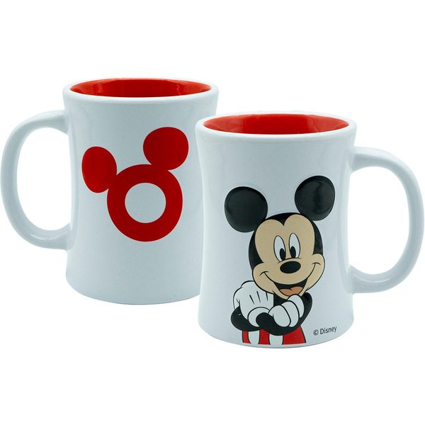 Geda Labels GmbH Tasse Mickey 3D Relief, 1-tlg., Steingut, Rot, 360ml, erhabenes Motiv - 3D Optik