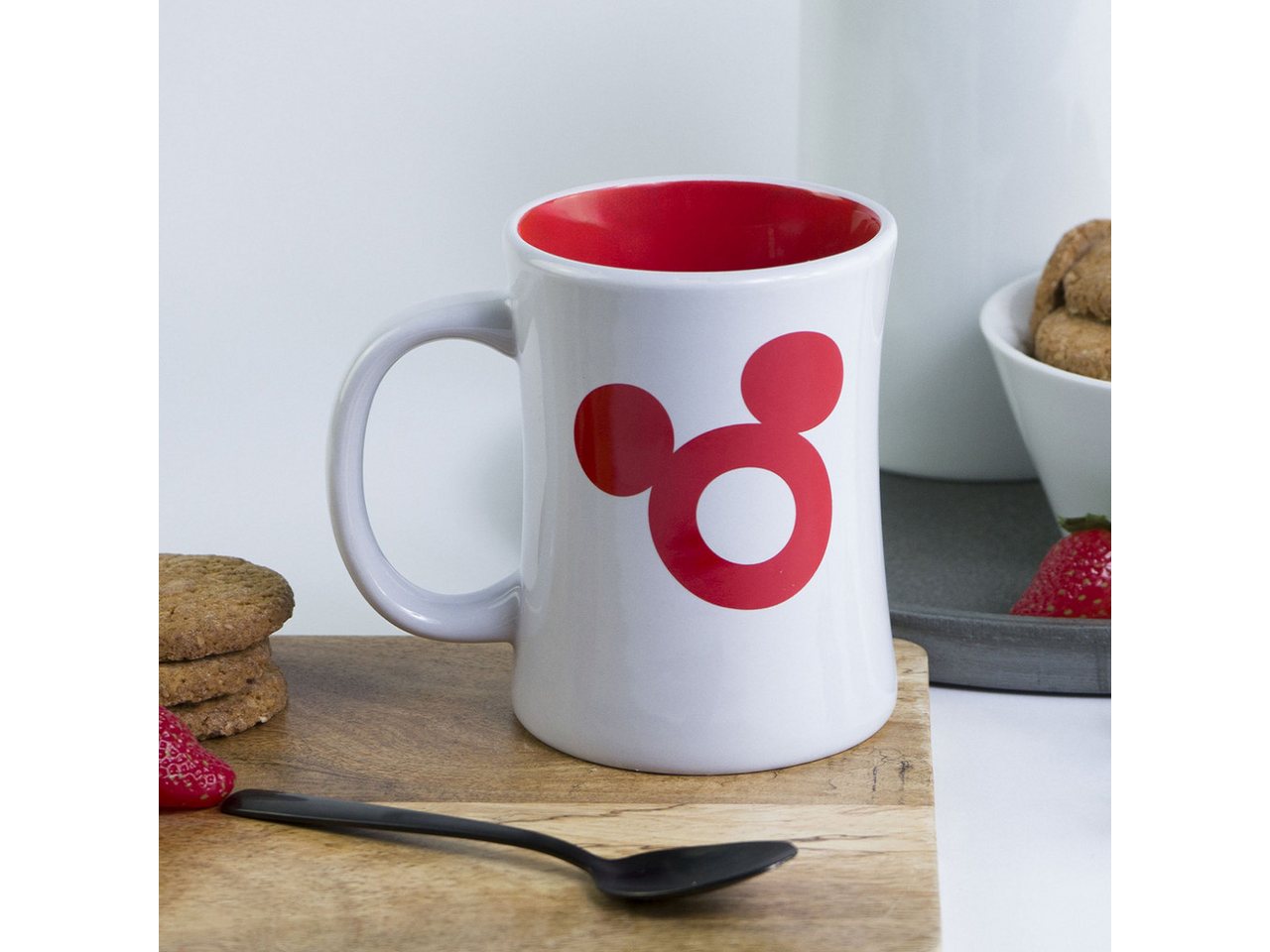 Geda Labels GmbH Tasse Mickey 3D Relief, 1-tlg., Steingut, Rot, 360ml, erhabenes Motiv - 3D Optik – Bild 3 von 4