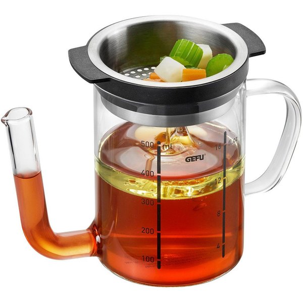 GEFU Fetttrennkanne SEPARATO, Borosilikatglas, effektive Fettabscheidung, 0,5 Liter