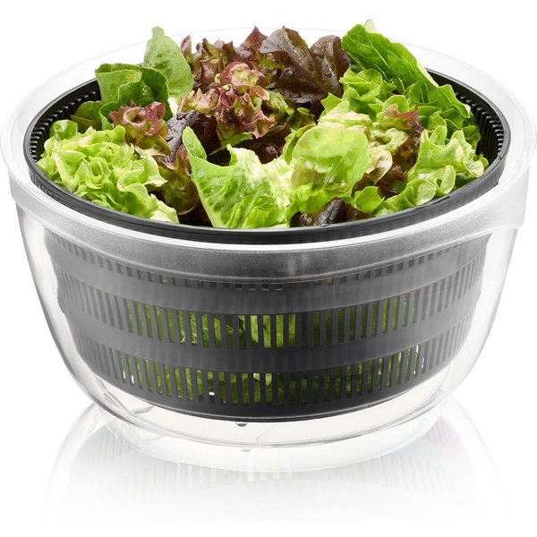 GEFU Salatschleuder 4-IN-1, Schleuder für Salat aus Kunststoff, inkl. Frischhaltedeckel, die Schüssel kann zum Servieren verwendet werden