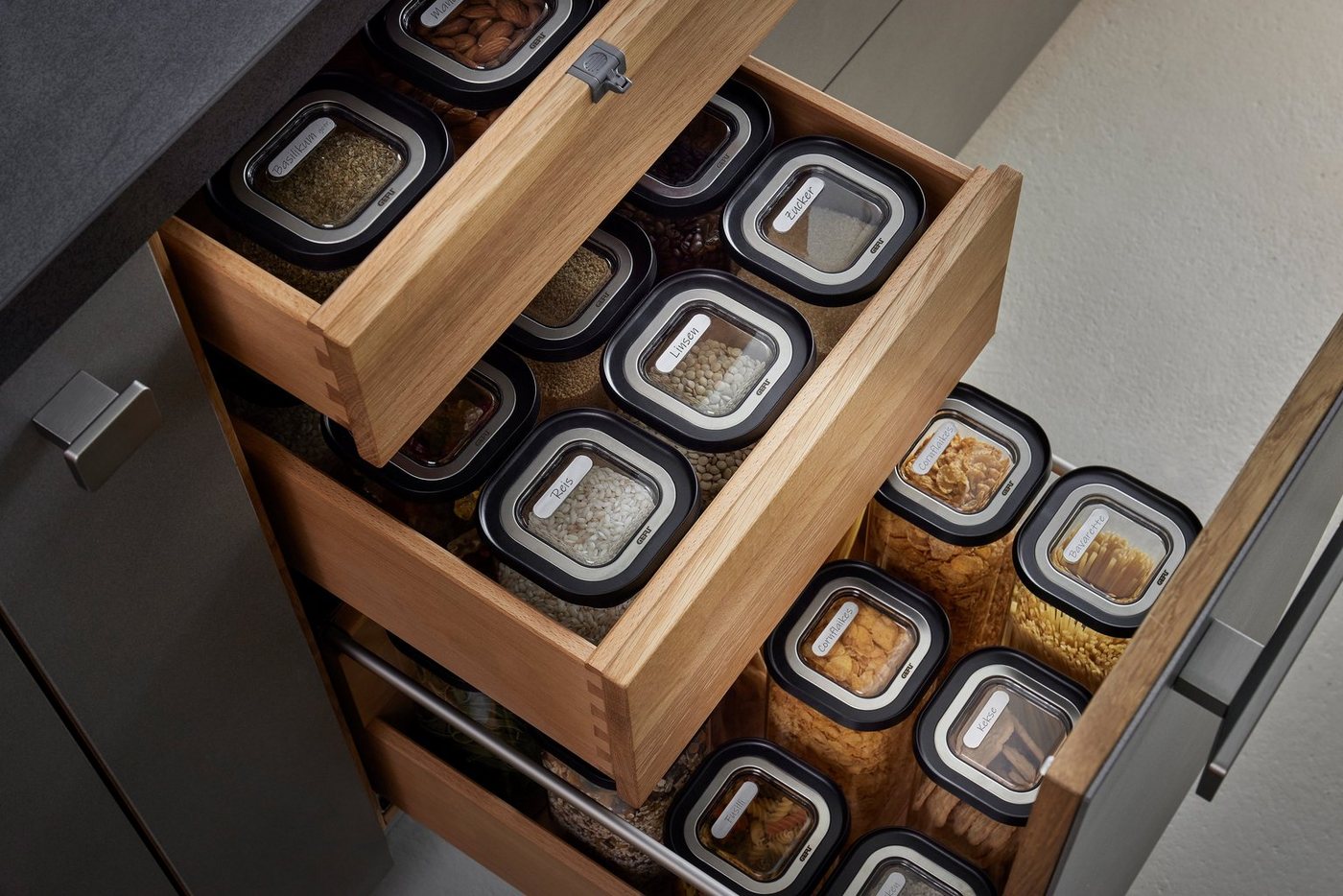 GEFU Vorratsdose PANTRY, Borosilikatglas, Kunststoff, (1-tlg), edel, elegant und praktisch – Bild 5 von 5