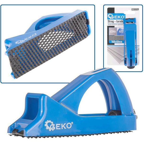 GEKO Einhandhobel Handhobel Gipskartonhobel Gipsraspel Trockenbau 140x40 mm, 1-tlg., auswechselbares Raspelblatt, ergonomischer Griff