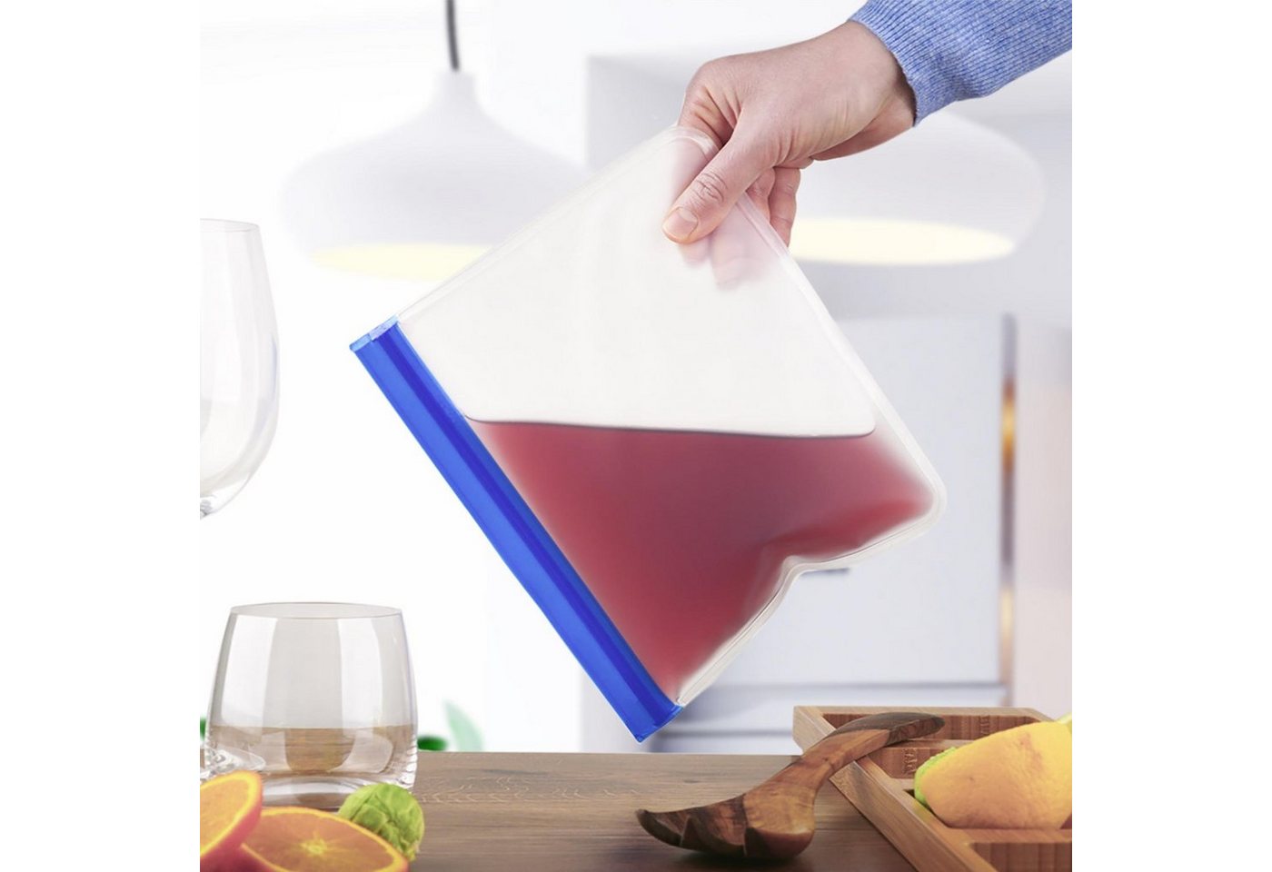 Dimono Gemüsebeutel DIMONO Silikon Vorratsbeutel 3er Set – Wiederverwendbare Beutel, Silikon in Lebensmittelqualität, (Launch Bag, 3-tlg), Lebensmittel- und Gef – Bild 3 von 5
