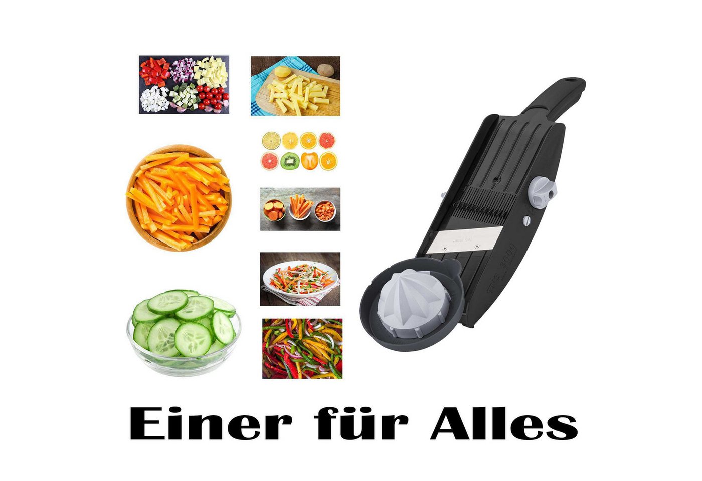 Gemüsehobel TNS 3000 GEMÜSEHOBEL Multireibe, Gurkenhobel, Julienne Schneider "ALL, Kunststoff, (mit Restehalter, 2-St), 32 Einstellmöglichkeiten – Bild 2 von 5
