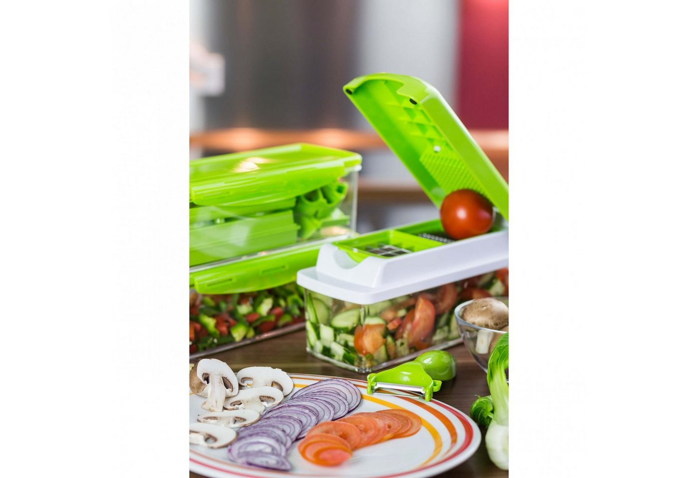 Genius Gemüseschneider Genius Nicer Dicer Plus 18 Teile Obstschneider Zwiebelschneider, 18tlg. Obstschneider Zwiebelschneider Pommesschneider – Bild 2 von 5