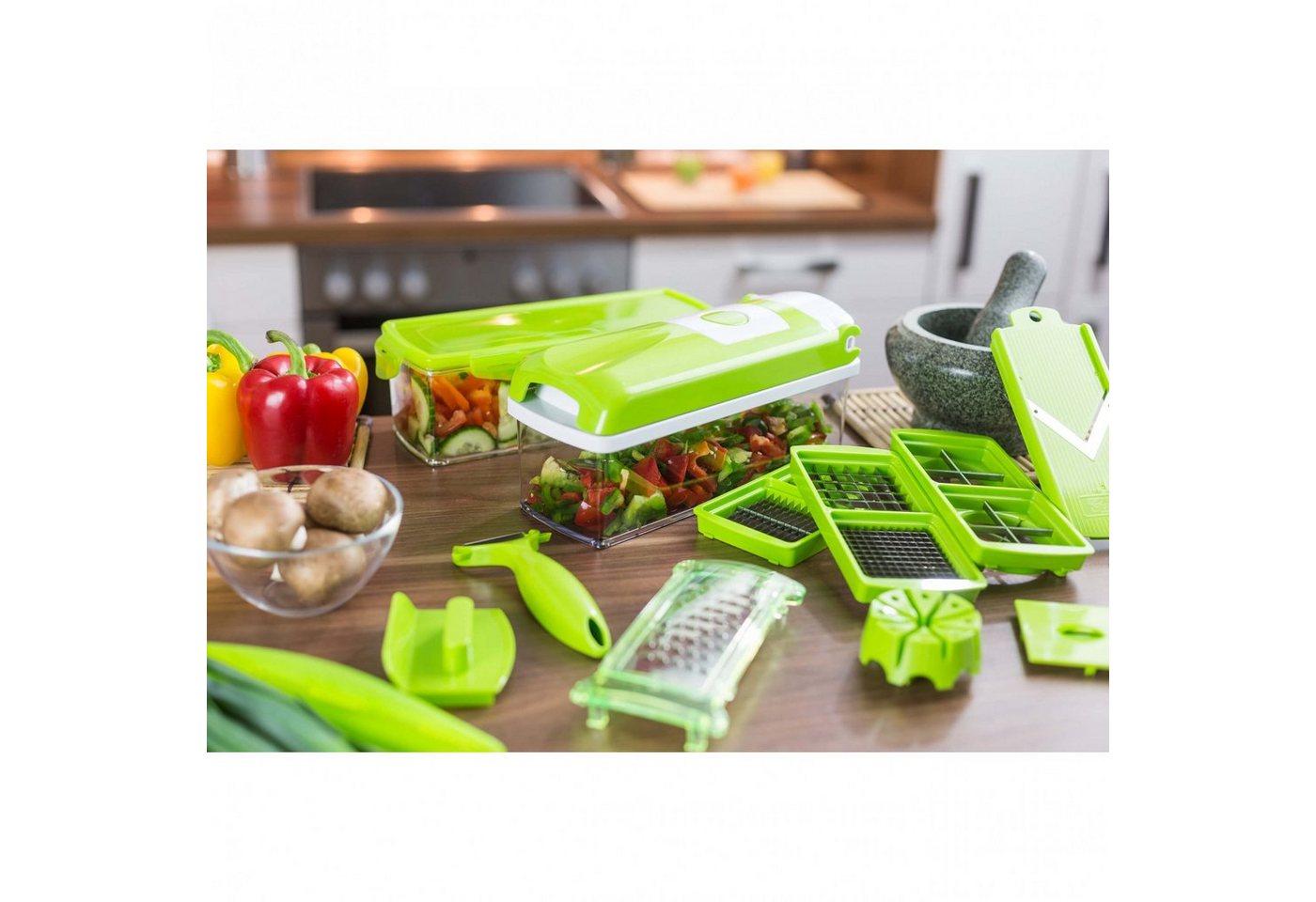 Genius Gemüseschneider Genius Nicer Dicer Plus 18 Teile Obstschneider Zwiebelschneider, 18tlg. Obstschneider Zwiebelschneider Pommesschneider – Bild 3 von 5