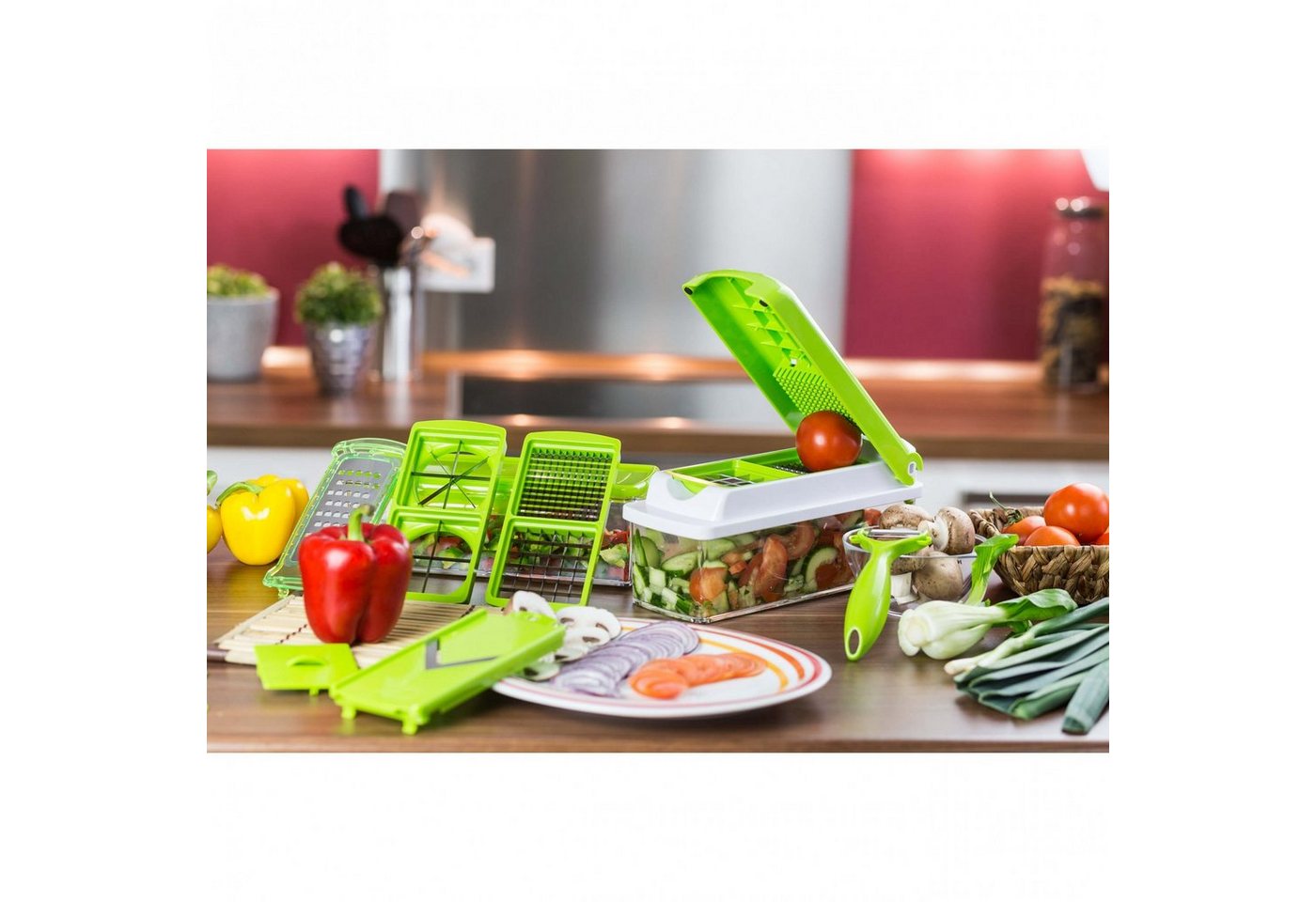 Genius Gemüseschneider Genius Nicer Dicer Plus 18 Teile Obstschneider Zwiebelschneider, 18tlg. Obstschneider Zwiebelschneider Pommesschneider – Bild 4 von 5