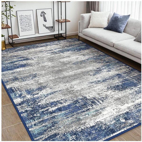 GENIMO Teppich Maschinenwaschbar, Kurzflor Antirutsch Teppich für Wohnzimmer, Küche, rechteckig, 240×300cm, blau