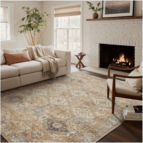 GENIMO Teppich Maschinenwaschbar, Kurzflor Antirutsch Teppich für Wohnzimmer, Küche, rechteckig, 90×150cm, orange
