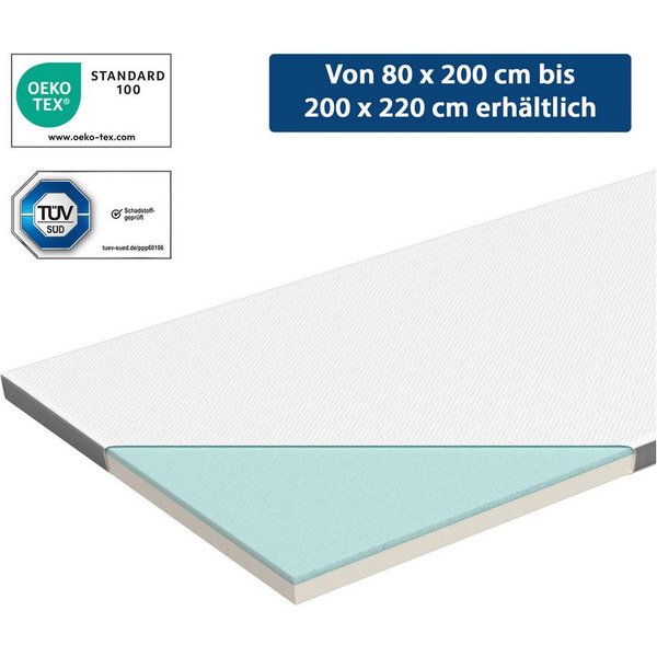 Genius, Topper EaZzzy Trend 180x200 cm, OEKO-TEX® Standard 100 , 5 cm hoch, (1-tlg.Set), Memory Schaum, Allergiker geeignet, Matratzenauflage