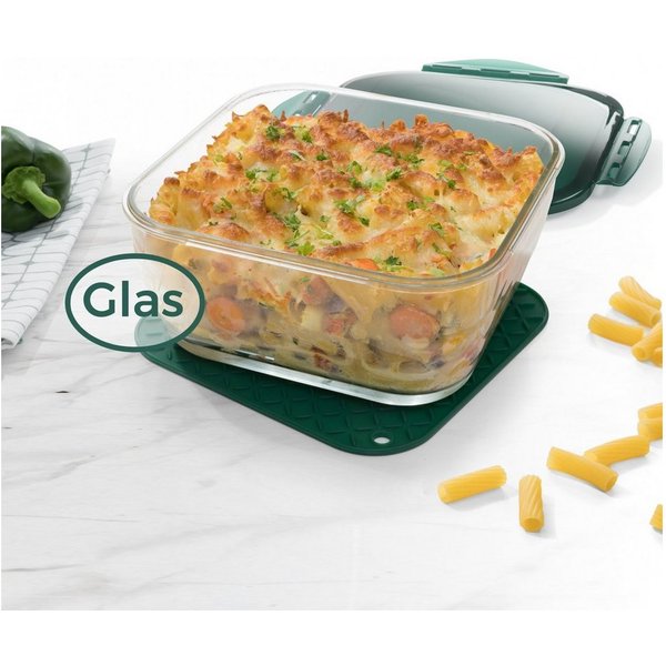 Genius Auflaufform Nicer Dicer Chef Glasschüssel, backofengeeignet bis 250 Grad und gefriergeeignet bis -18 Grad
