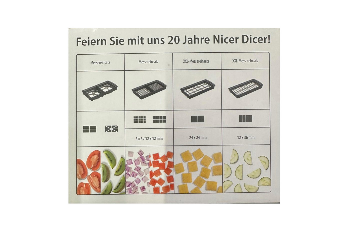 Genius Gemüse-Scheibenschneider Nicer Dicer Plus Jubiläums Edition 13-teilig schwarz inkl Clia Schwamm, (Küchenhelfer-Set, 13-tlg., Jubilärums-Edition), Plus Ed – Bild 3 von 3