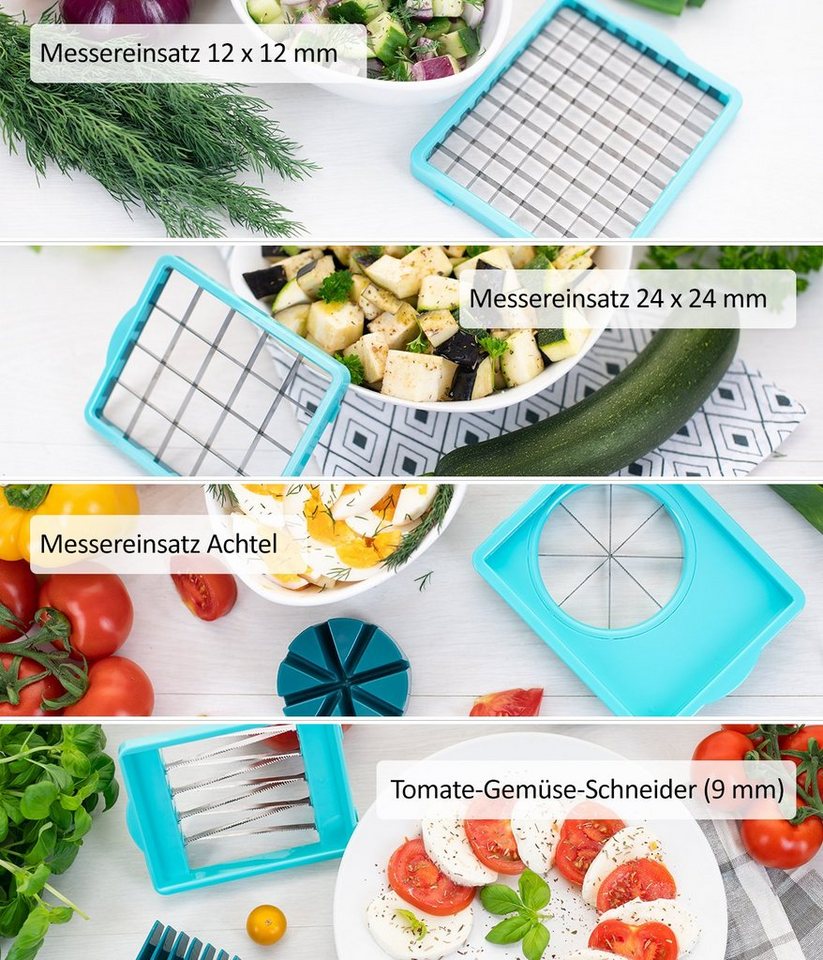 Genius Gemüseschneider Nicer Dicer Chef Professional, Set 23-tlg. - Gemüseschneider, 5.2L Behälter Deckel Gemüsehobel Zerkleiner – Bild 3 von 5