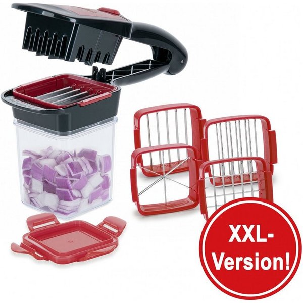 Genius Gemüseschneider Nicer Dicer Quick XXL, Set 7-tlg., rot-schwarz, Extra-scharfe und verstärkte Edelstahl-Klingen