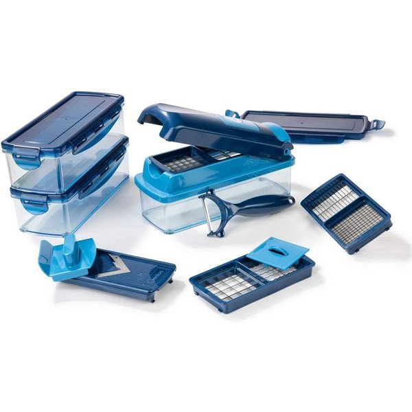 Genius Gemüseschneider Nicer Dicer Smart 14tlg. Gemüsehobel Würfelschneider, 3 Auffangbehälter mit 800 ml Fassungsvolumen Madoline Salatschneider