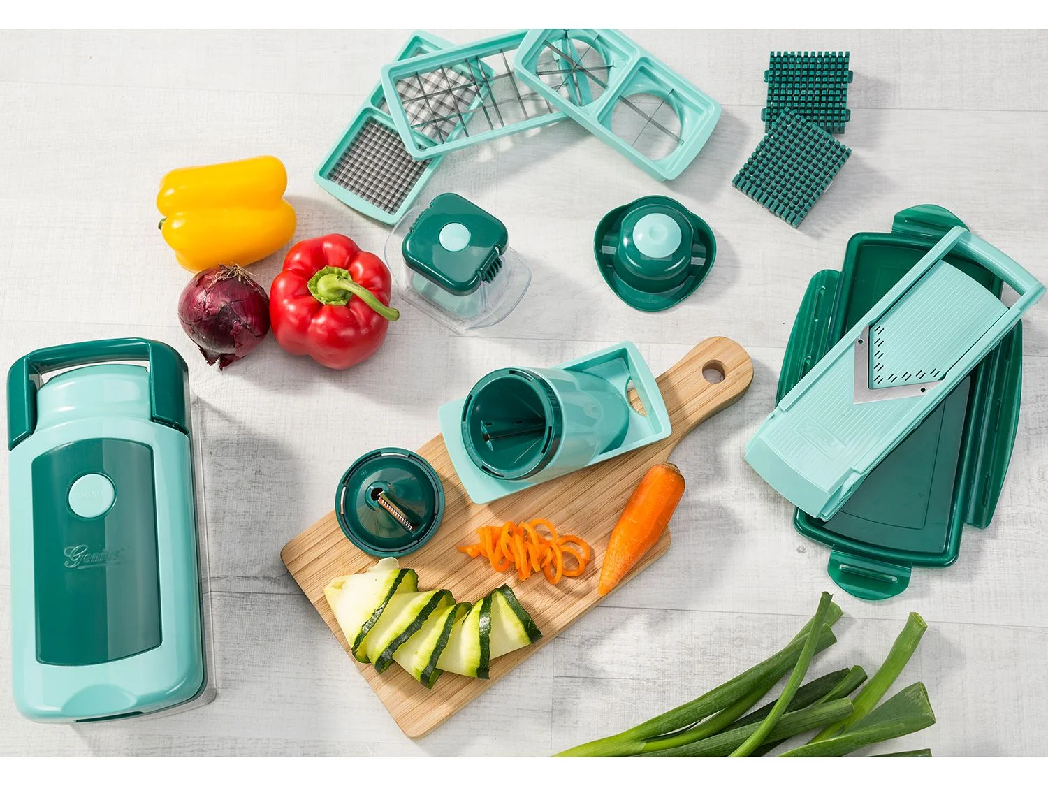 GENIUS NICER DICER Nicer Dicer »Fusion Smart«, 16-teilig, 1,25 l Auffangbehälter, Klingen aus Edelstahl – Bild 2 von 4