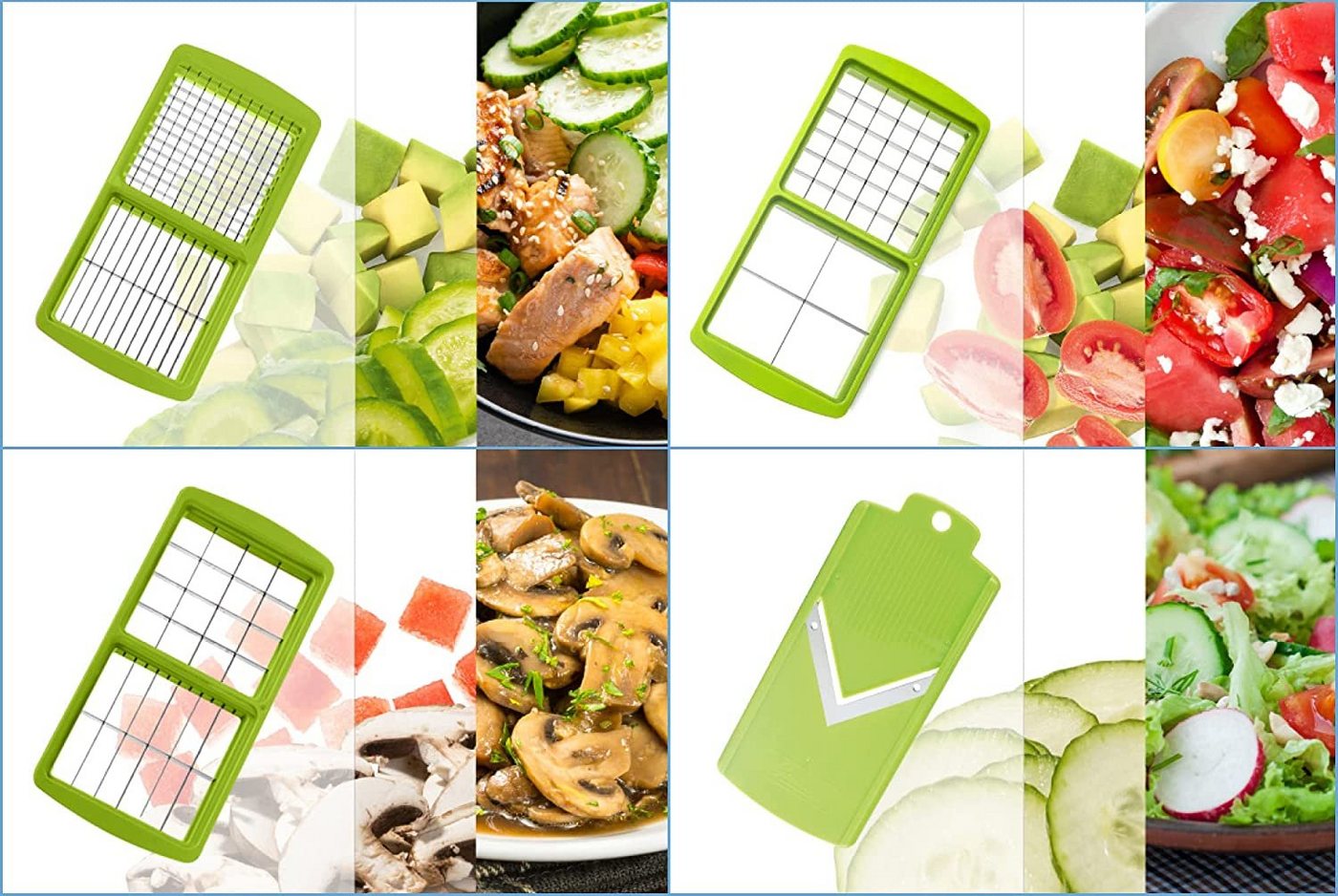 Genius Topf-Set Nicer Dicer Smart Gemüseschneider Gemüsehobel Set 10-tlg., 10 tlg. Zerkleiner für Würfel Mandoline Gemüse Obst Hobel – Bild 3 von 3