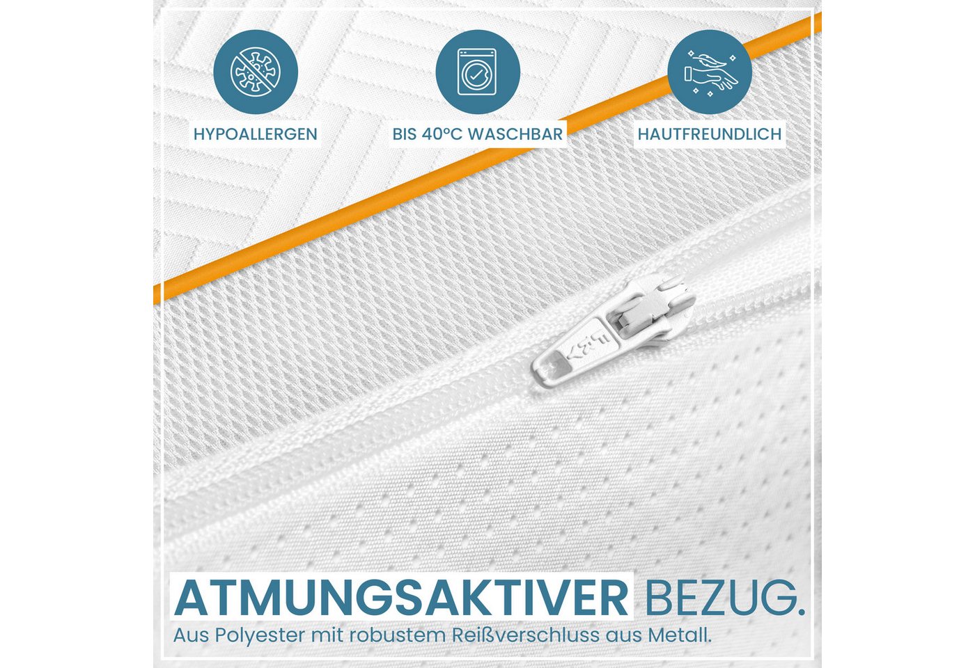 Gentle North, Topper Gel-Memory- und Komfortschicht – 7 cm – Stärke H2/H3 – Matratzentopper, (1-tlg), 7 cm, schadstoffgeprüft (Stoffe, Fäden, Reißverschlüsse &  – Bild 5 von 5