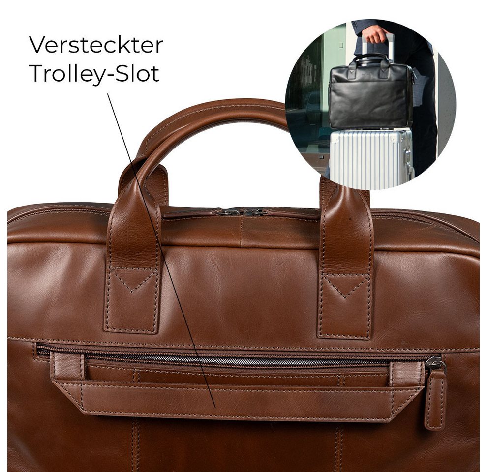 Gentlemen's Laptoptasche Max - Notebooktasche aus Echtleder mit Schultergurt 16 Zoll – Bild 3 von 5