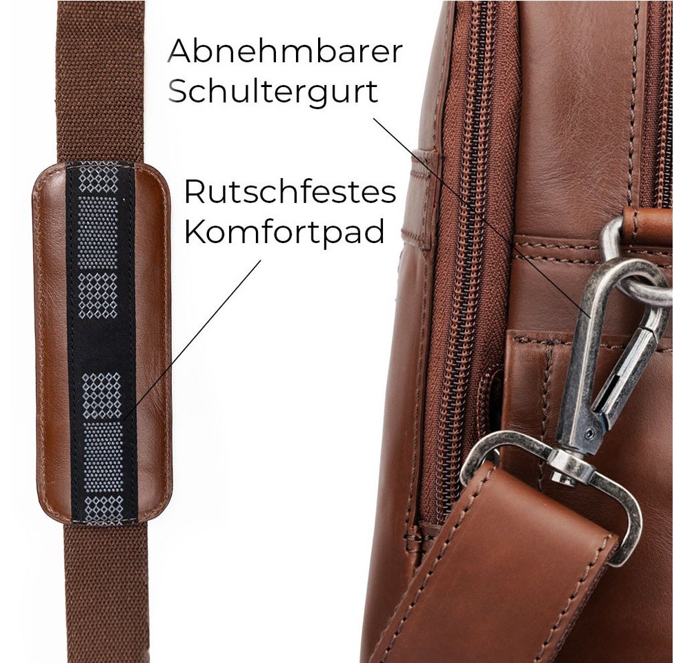 Gentlemen's Laptoptasche Max - Notebooktasche aus Echtleder mit Schultergurt 16 Zoll – Bild 5 von 5