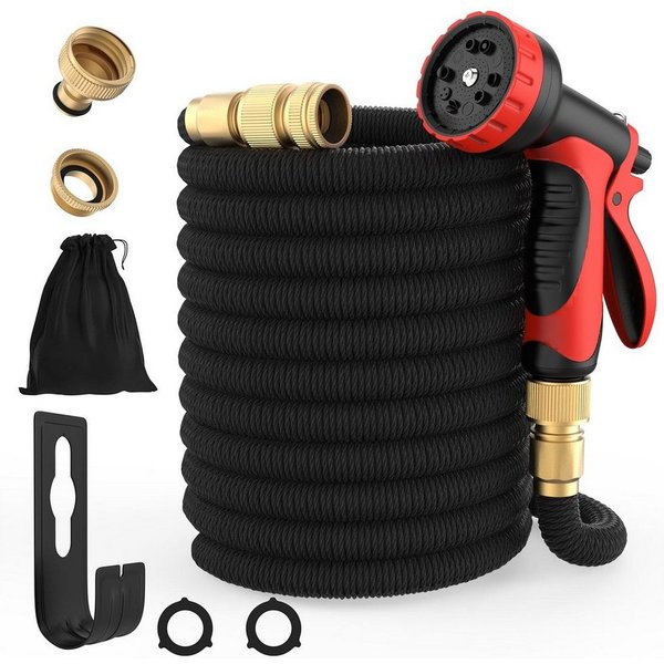 GENTOR Gartenschlauch Premium Flexibler Gartenschlauch flexibel Wasserschlauch 10 Funktionen, Wasserschlauch mit Halterung, 1/2 Zoll & 3/4 Zoll Adapter, (Wasser