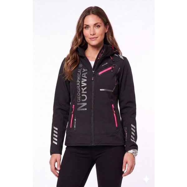 Geographical Norway Softshelljacke Damen Leichte Übergangsjacke mit Kapuze wasserabweisend, Gr. S–XXL