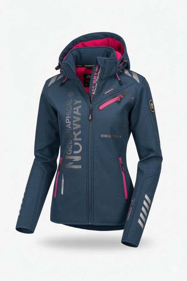 Geographical Norway Softshelljacke Damen Leichte Übergangsjacke mit Kapuze, wasserabweisend Gr. S–XXL – Bild 2 von 5