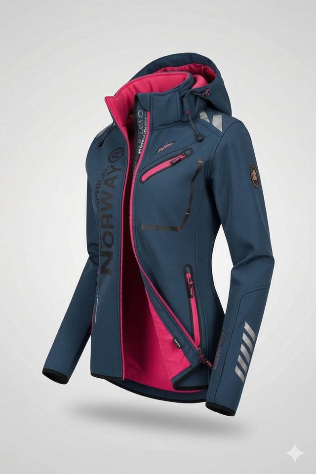 Geographical Norway Softshelljacke Damen Leichte Übergangsjacke mit Kapuze, wasserabweisend Gr. S–XXL – Bild 5 von 5